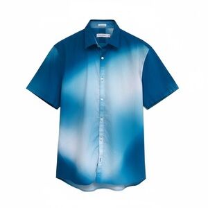 Calvin Klein  Tie Dye Short Sleeve Button Up Shirt Size XL/TG 100 % cotton blue